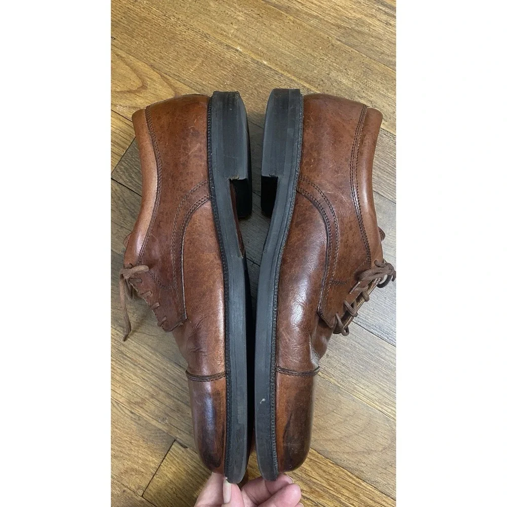 Johnston & Murphy Men's PASSPORT Cap-Toe Oxfords Brown Leather Lace-Ups Sz 11